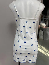 Sexy Women's Night Gown Lace Trim Camisole Bow & Heart Print Sleeveless Sleep Dress Elegant Night Wear for Ladies New Hot