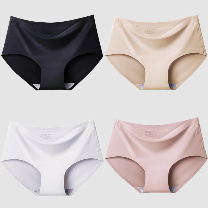 INTIMO SECRETS Plus Size Women’s Panties – Breathable Silk Satin 4PCS
