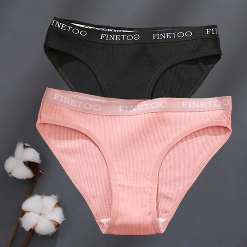 2Pcs/Set M-XXL Cotton Panties for Women Letter Belt Briefs Sexy Low Rise Underwear Ladies Panty Girl Big Size Intimates Lingerie