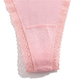 INTIMO SECRETS 4PCS Cotton Lace G-String – Low-Rise Thongs for Women