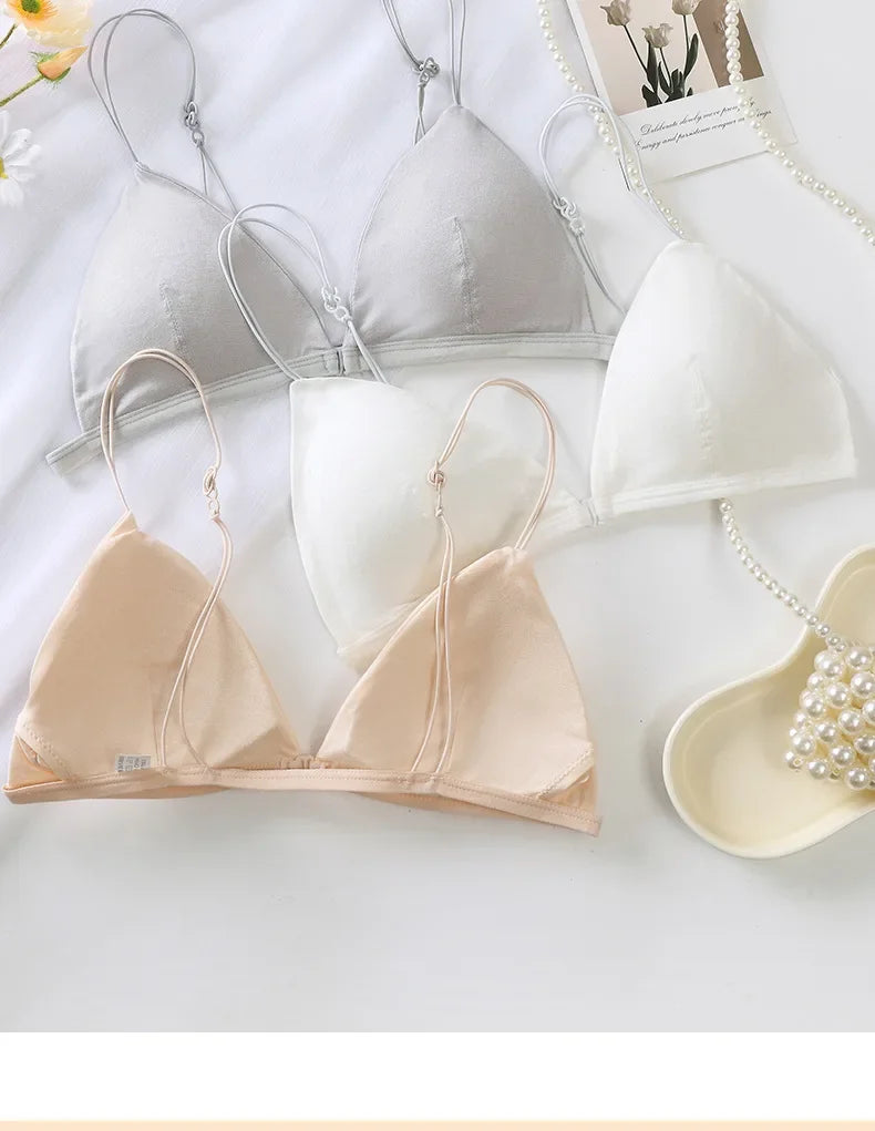 Summer Hit Low Cut Backless Pure Cotton Wrap Chest Bra Women's Sexy Interest Triangle Cup Strapless Underwear Intimate Apparel