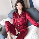 Womens Silk Satin Pajamas Set Sleepwear Pijama Women's Loungewear Pajamas Suit Female Sleep Two Piece Set Feminino Fofo Pyjamas