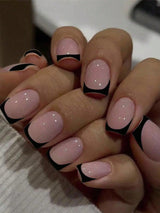 24pcs/set short square fake nails for women cute bride heart white french tips faux ongles y2k press on false nail supplies