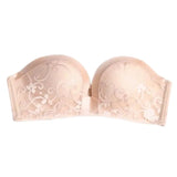 INTIMO SECRETS Women’s Sexy Strapless Bra – Black Lace Seamless Push-Up Invisible Bralette