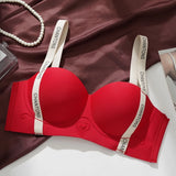 Seamless Letter Print Push Up Bras for Women Without Steel Rings Trendy Underwear Anti-Slip Small Chest Bra Adjustable Straps