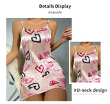 Ladies Sexy Sling Nightgown Nightdress Women's Sexy Lingerie Silk Satin Sleepwear Floral Pinting Nightwear Homewear Mini Dress