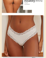 INTIMO SECRETS 3PCS Lace Cotton Thongs – Sexy Low-Rise Seamless G-String Underwear for Women S-XL