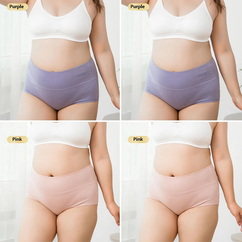 4Pcs High Waist Cotton Panties Women Underwear Body Shaper Soft Ladies Briefs Plus Size Sexy Panty Female Breathable Lingerie
