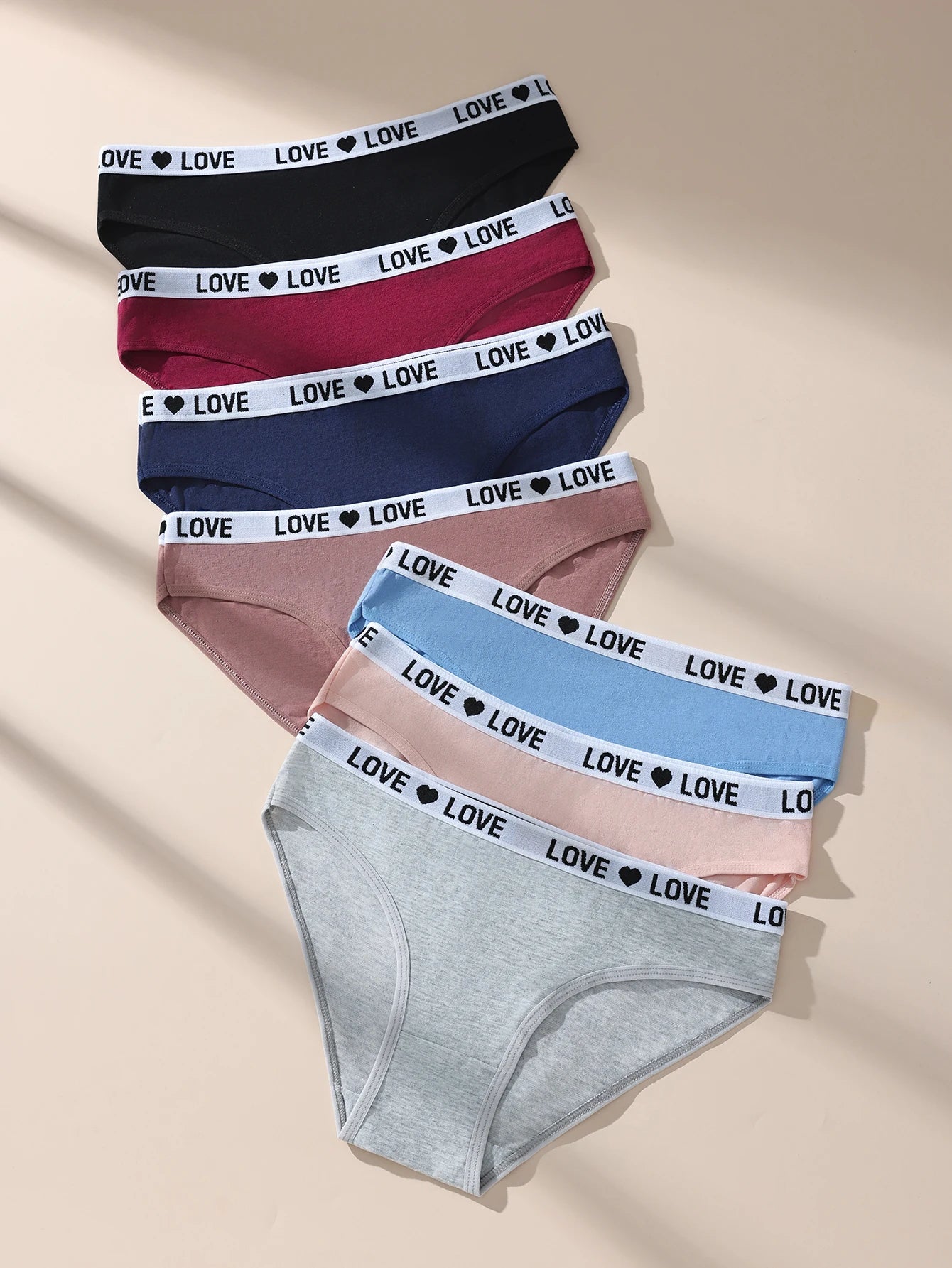 INTIMO SECRETS 7-Pack Women’s Low-Waist Cotton Panties with Letter Waistband