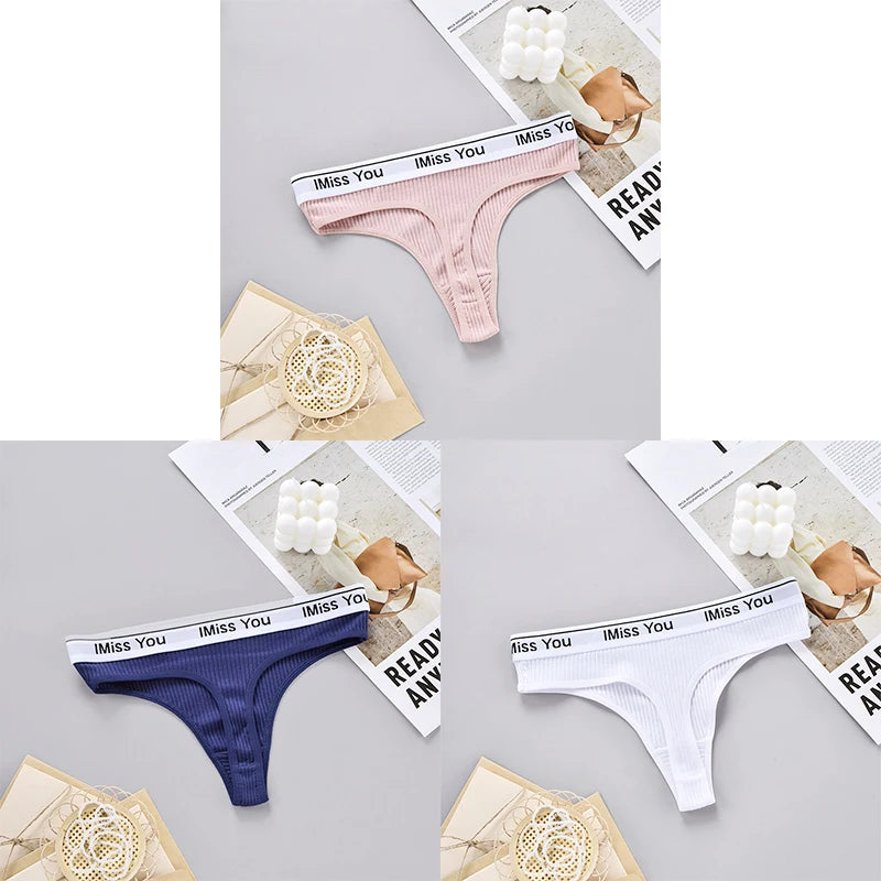 INTIMO SECRETS 3-Pack Women’s Cotton Thongs – Low-Waist, Soft & Comfortable G-String Panties