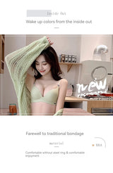 INTIMO SECRETS English Ice Silk Bra Set – Thick Cup, Wire-Free, Gathered Lingerie