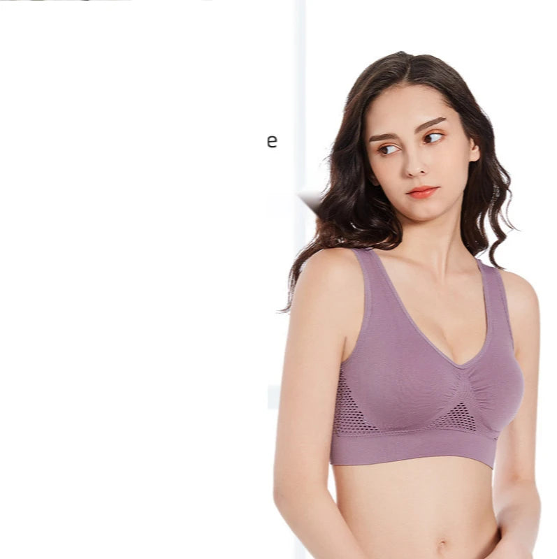 INTIMO SECRETS Women’s Seamless Wireless Yoga Bra – Breathable Push-Up Sports Vest