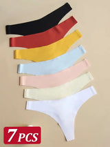 INTIMO SECRETS 7-Pack Women’s Seamless Ice Silk Low-Rise Thong Panties (XS-XL)