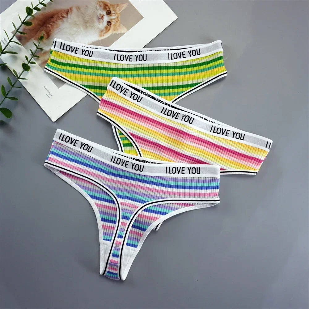 INTIMO SECRETS 3PCS Cotton Thongs – Soft Low-Rise G-String Underwear for Women