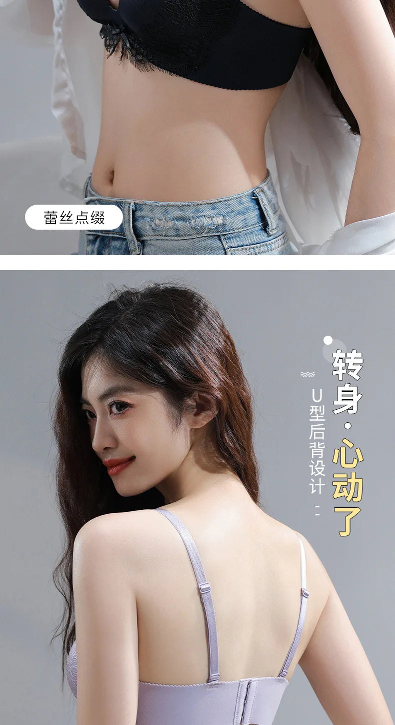 INTIMO SECRETS Women’s Lace Bra – Push-Up, Everyday Wireless Underwear