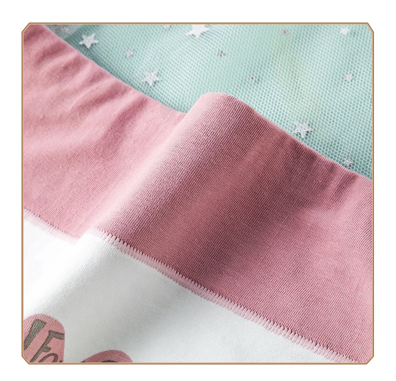 Plus Size 4Pcs Cotton Women's Panties High Waist Underwear Print Ladies Briefs Slim Unswepants Breathable Sexy Ladies Lingerie