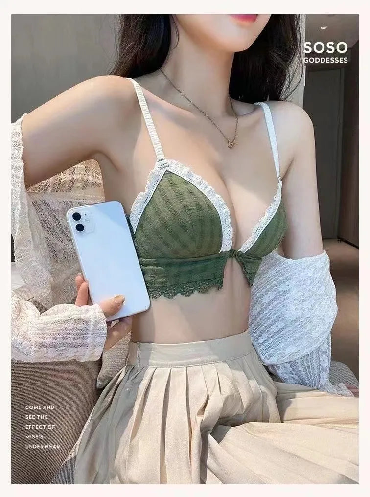 Front Button Wireless Bralette for Women – Lightweight Push-Up Comfort Bra