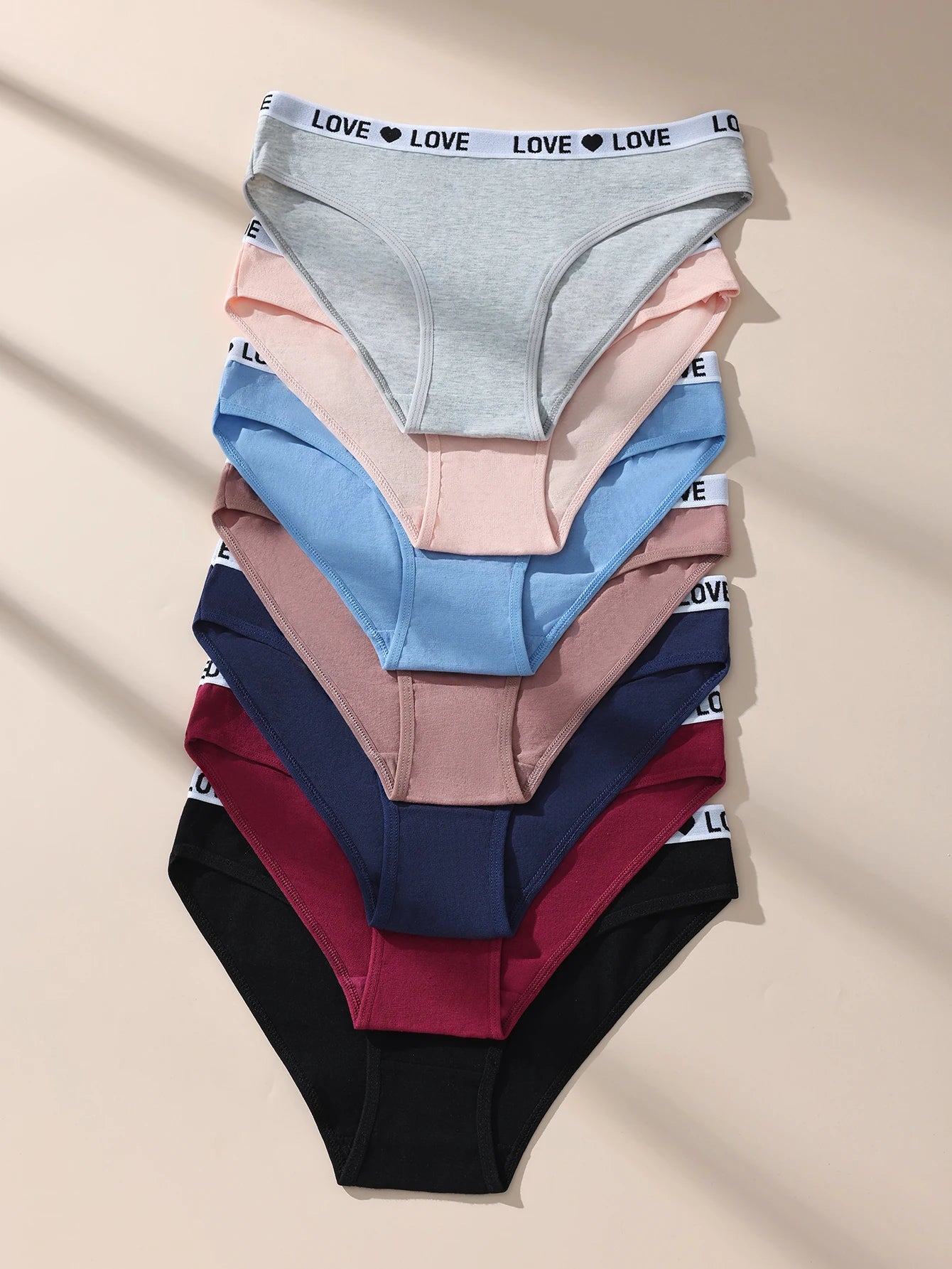 INTIMO SECRETS 7-Pack Women’s Low-Waist Cotton Panties with Letter Waistband