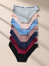 INTIMO SECRETS 7-Pack Women’s Low-Waist Cotton Panties with Letter Waistband