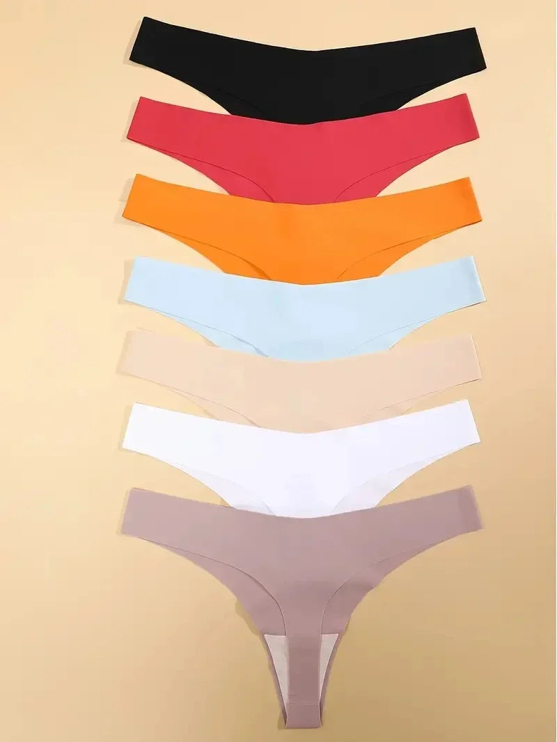 INTIMO SECRETS 7-Pack Women’s Seamless Ice Silk Low-Rise Thong Panties (XS-XL)