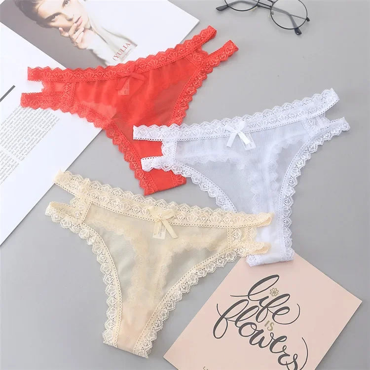 INTIMO SECRETS Women’s Summer Lace Thong – Low-Waist, Hollow-Out, Seamless & Breathable Panties