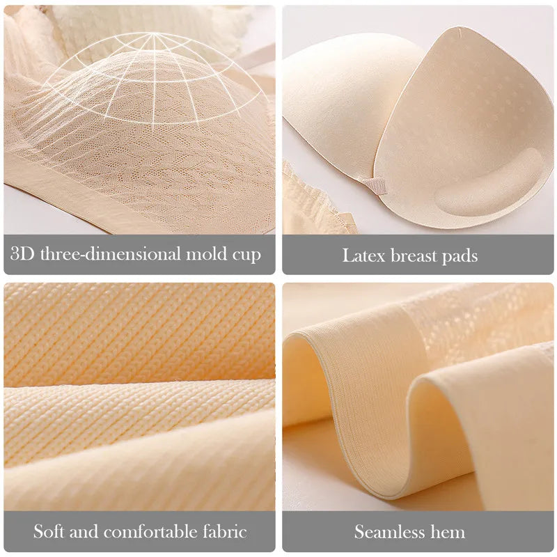 INTIMO SECRETS Women’s Lace Seamless Bra – Small Chest, Non-Slip, No Steel Ring