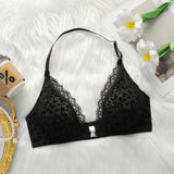 New Black leopard print front button bra sexy Lingerie lace leopard print thin double-layer women's underwear YS3099