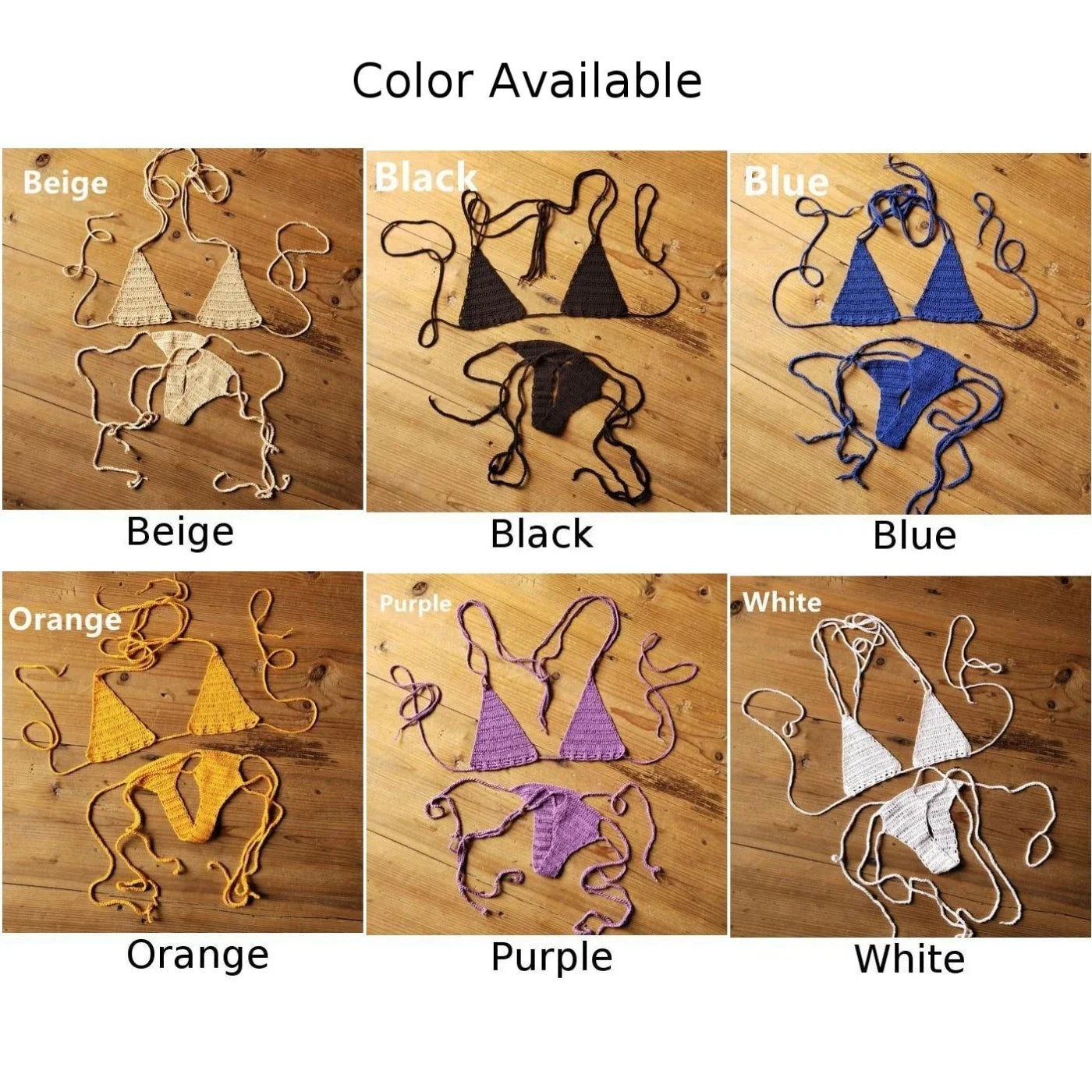 INTIMO SECRETS Women’s Hand-Crochet Bikini Set – Sexy Bohemian Beach Swimwear, Cotton Sportswear Accessories