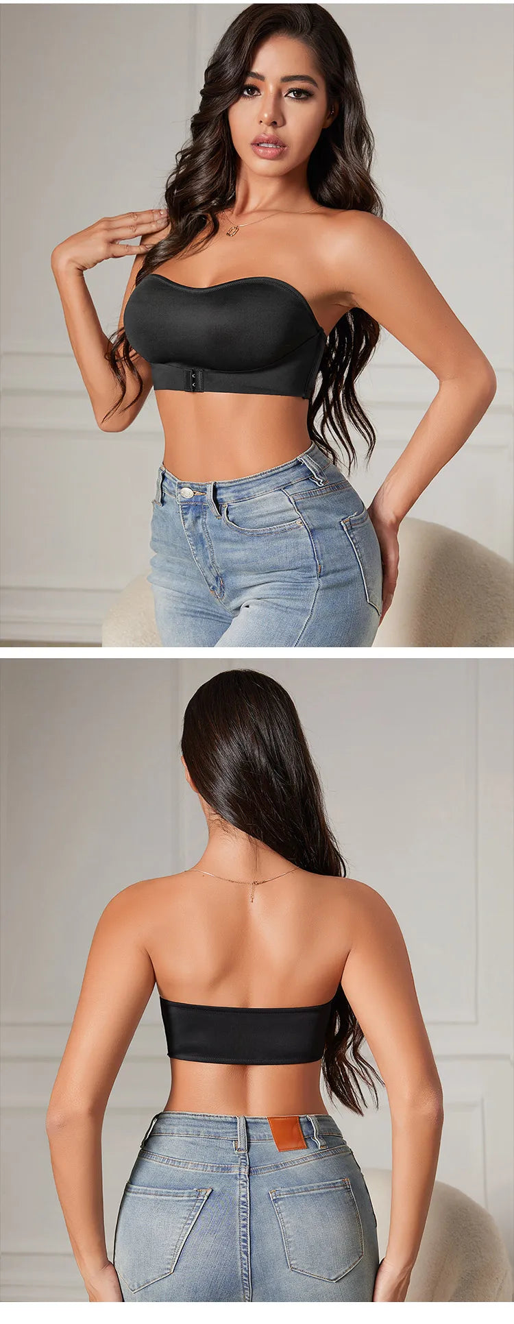 Hot Sale New Design Effective Slip-proof Side One Piece Bralette Padded Ice Silk Seamless Strapless Bra For Women