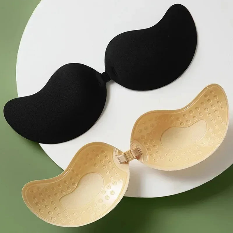 INTIMO SECRETS Women’s Invisible Push-Up Bra – Self-Adhesive Silicone Backless Strapless Bra