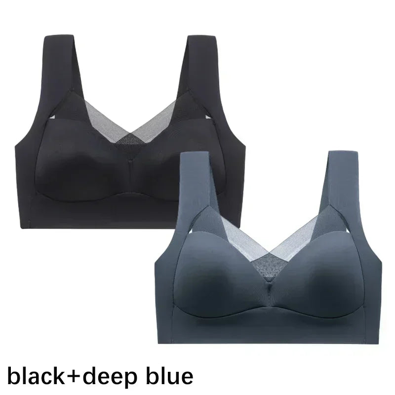 INTIMO SECRETS Plus Size Wireless Push-Up Bra – Seamless Lace Comfort