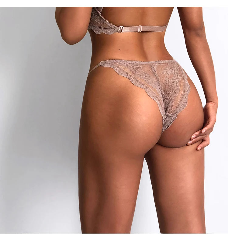 INTIMO SECRETS Adjustable Lace Thong - Sexy Transparent Half-Wrap T-Back