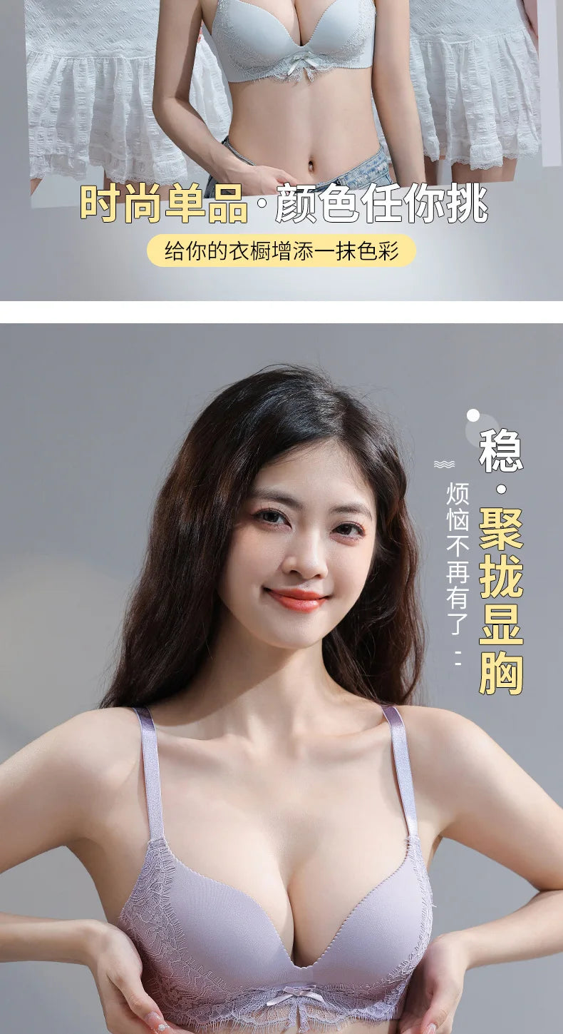 INTIMO SECRETS Women’s Lace Bra – Push-Up, Everyday Wireless Underwear