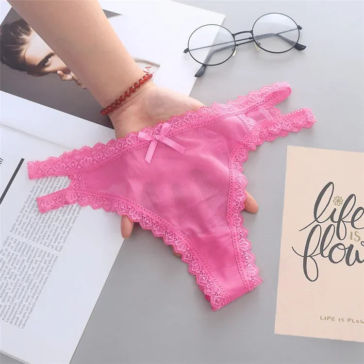 INTIMO SECRETS Women’s Summer Lace Thong – Low-Waist, Hollow-Out, Seamless & Breathable Panties