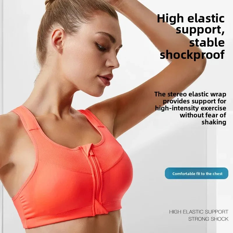 INTIMO SECRETS Women’s Shockproof Sports Bra – Front Zipper Yoga Vest