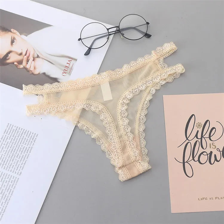 INTIMO SECRETS Women’s Summer Lace Thong – Low-Waist, Hollow-Out, Seamless & Breathable Panties