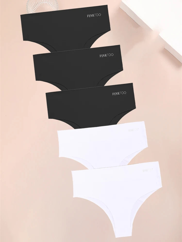 FINETOO 5PCS Women Seamless Plus Size Underwear Sexy High Waist Briefs Female Stretch Comfortable Traceless Lingerie XL-XXXXXL