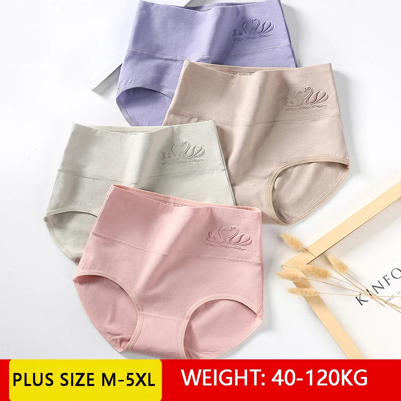 INTIMO SECRETS 4PCS High Waist Cotton Panties – Plus Size Women’s Lingerie