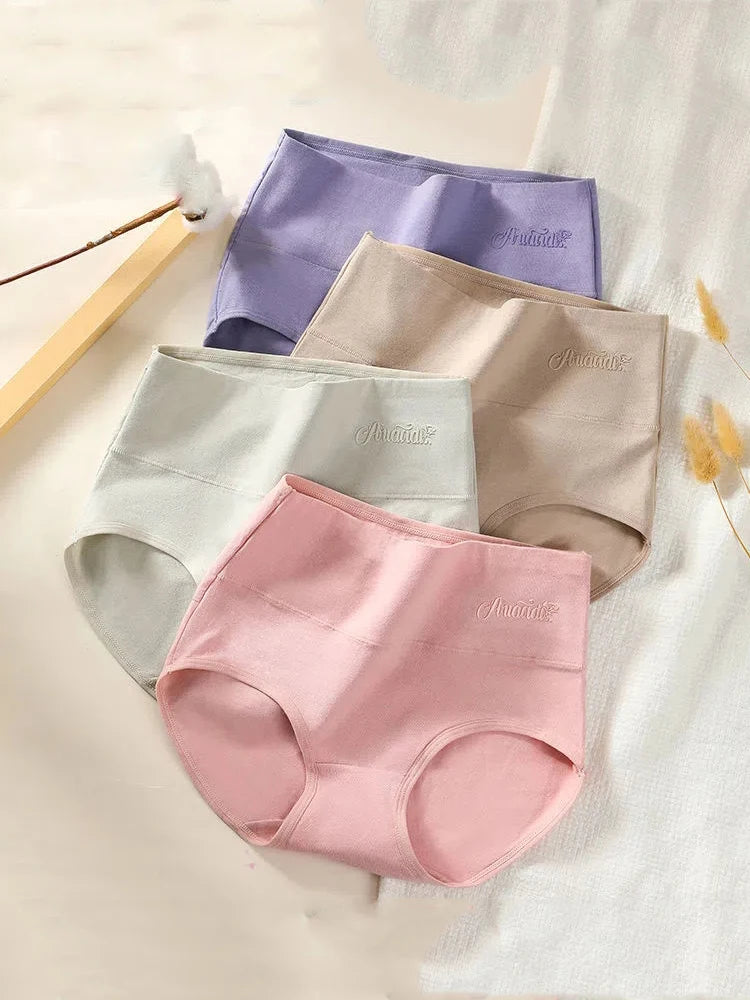 4Pcs High Waist Cotton Panties Women Underwear Body Shaper Soft Ladies Briefs Plus Size Sexy Panty Female Breathable Lingerie