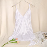 1PC Women's Sexy Sleep Suspenders V-neck Solid Color Comfortable Fashion Nightdress Sleepshirts Underwear Clothing