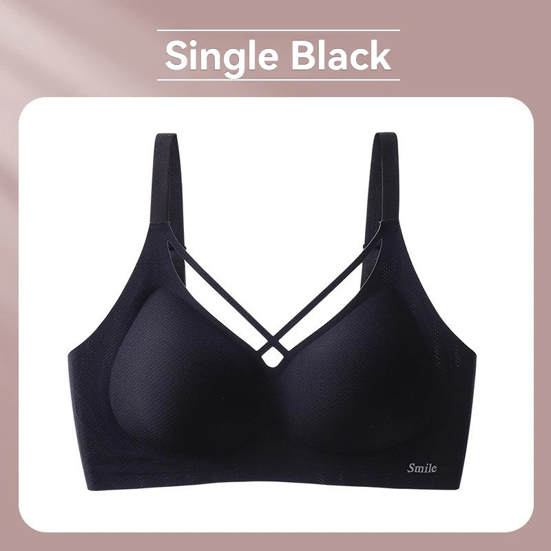 INTIMO SECRETS English Ice Silk Bra Set – Thick Cup, Wire-Free, Gathered Lingerie