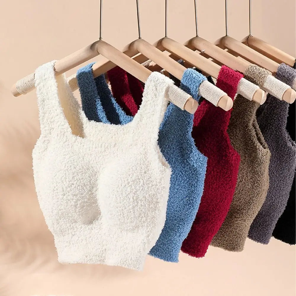 INTIMO SECRETS Winter Warm Fleece Bralette – Padded Thermal Crop Top