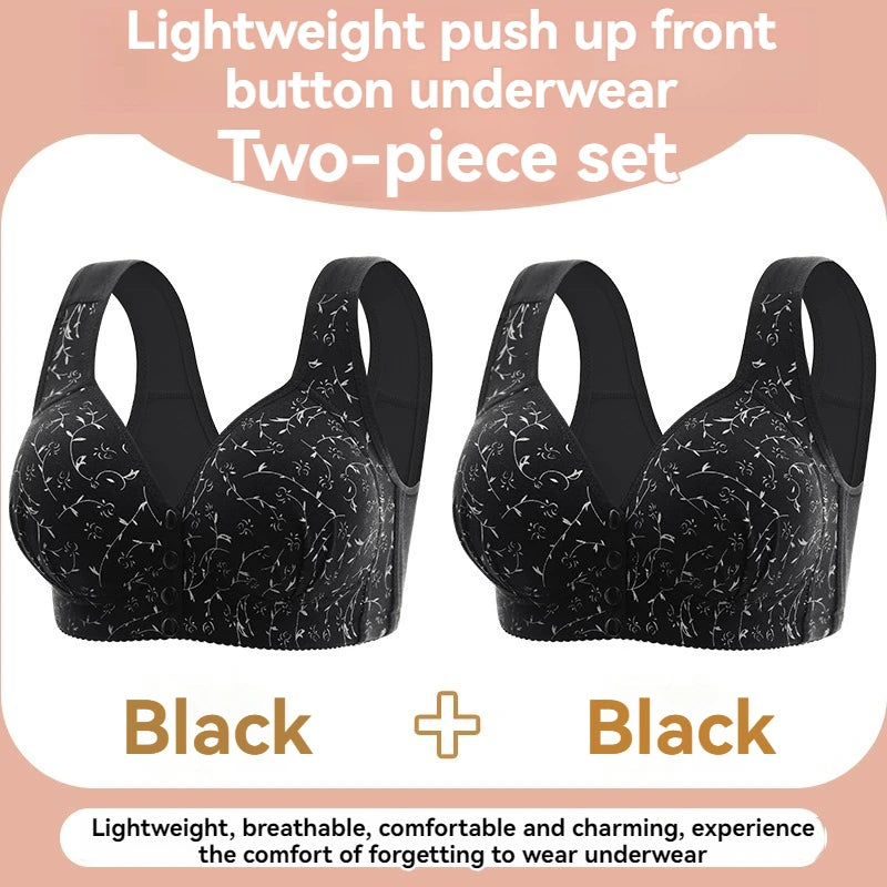 INTIMO SECRETS Women’s Floral Wireless Bra – Breathable Comfortable Front-Button Traceless