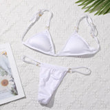 INTIMO SECRETS Women’s Solid Color Bikini Set – Metal Buckle Sling Backless Two-Piece Swimsuit