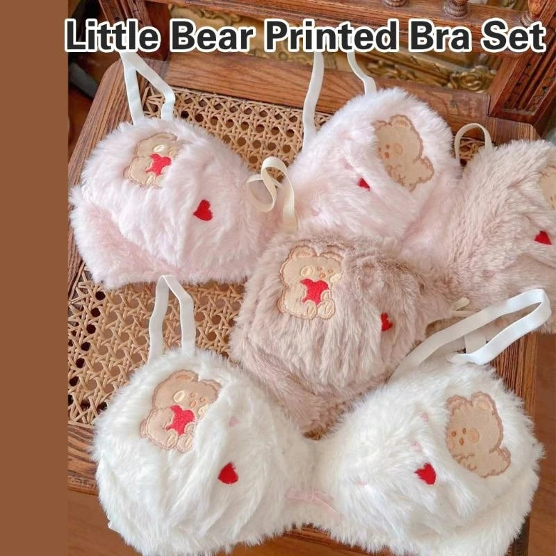 INTIMO SECRETS Anime Bear Plush Bra & Tie-Side Panty – Furry Lingerie Set