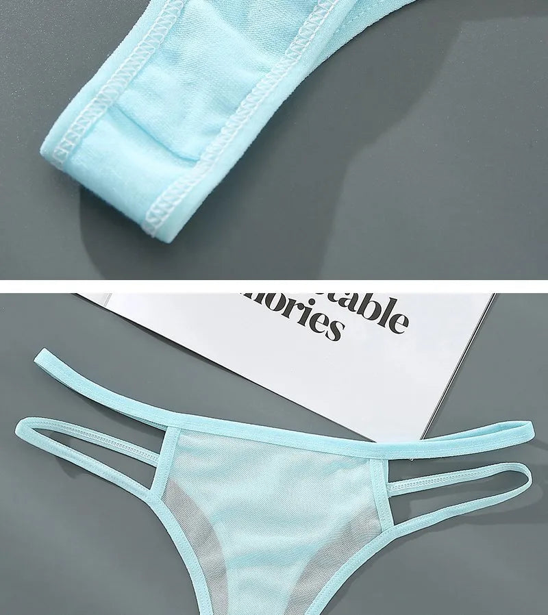 INTIMO SECRETS Transparent Hollow-Out G-String – Traceless Sexy Thong with Cotton Crotch
