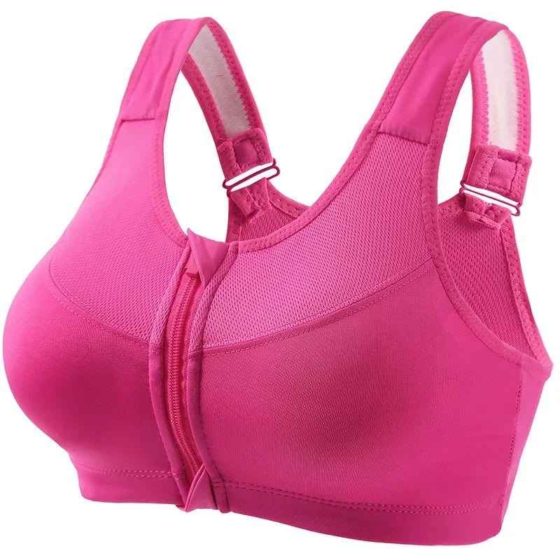 INTIMO SECRETS Women’s Shockproof Sports Bra – Front Zipper Yoga Vest