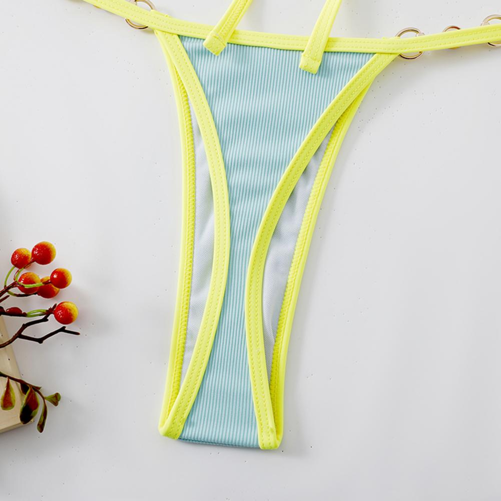 INTIMO SECRETS Women Contrast Halter Bikini Set Deep V Pearl Swimwear