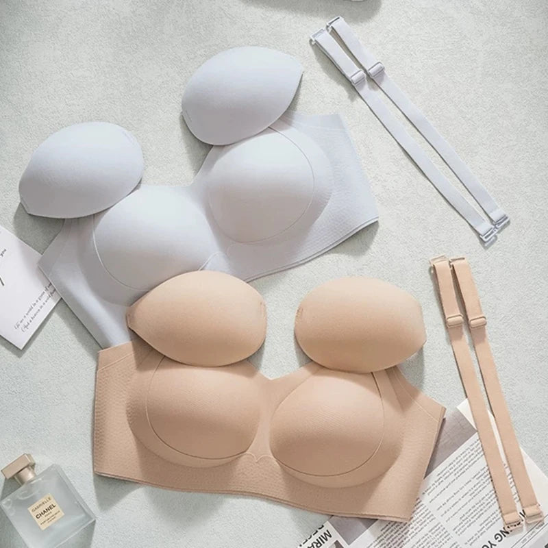 INTIMO SECRETS Seamless Invisible Bra – Supportive Comfort for Large Breasts & Small Shoulders with Removable Pads
