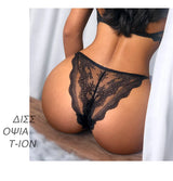 INTIMO SECRETS Adjustable Lace Thong - Sexy Transparent Half-Wrap T-Back